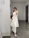 BASERANGE Elastic waist skirt Comfortable French BAS-SKFO-LC-SU25-UNDYED